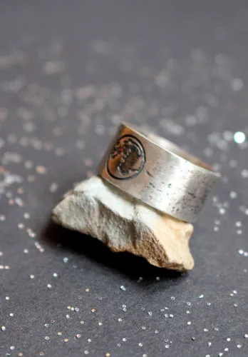 Ciclo lunar, anillo de fase de la luna personalizable en plata