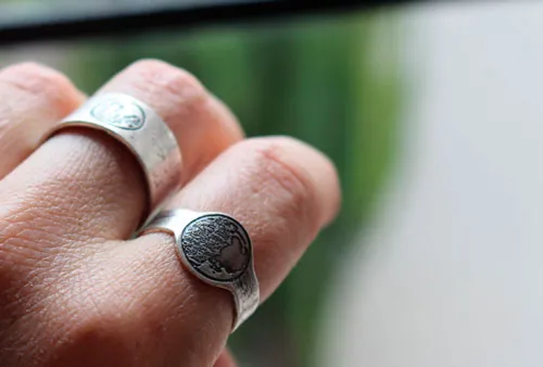 Ciclo lunar, anillo de fase de la luna personalizable en plata