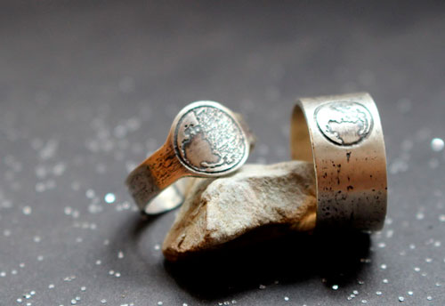 Ciclo lunar, anillo de fase de la luna personalizable en plata