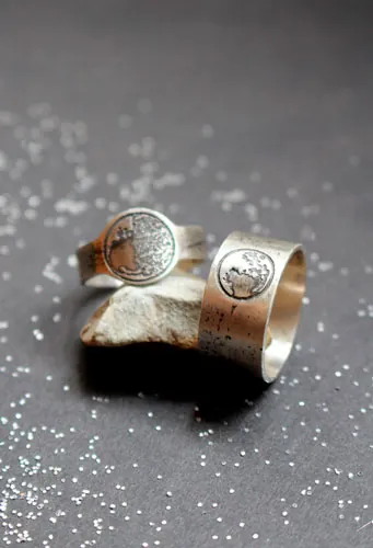 Ciclo lunar, anillo de fase de la luna personalizable en plata