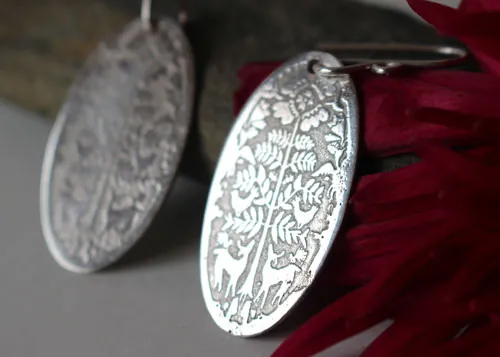 Ciervos al amanecer, aretes bestiario otomí mexicano en plata