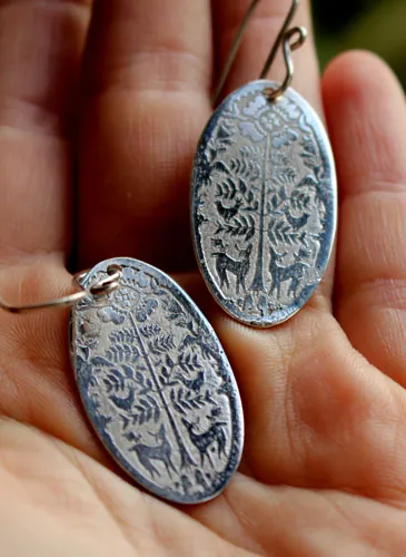 Ciervos al amanecer, aretes bestiario otomí mexicano en plata
