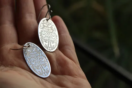 Ciervos al amanecer, aretes bestiario otomí mexicano en plata