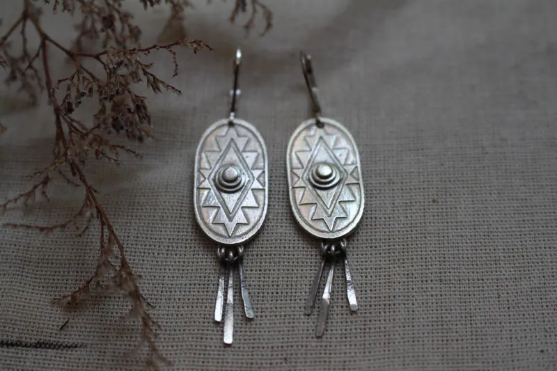 Citlalli, aretes cruz prehispánica en plata