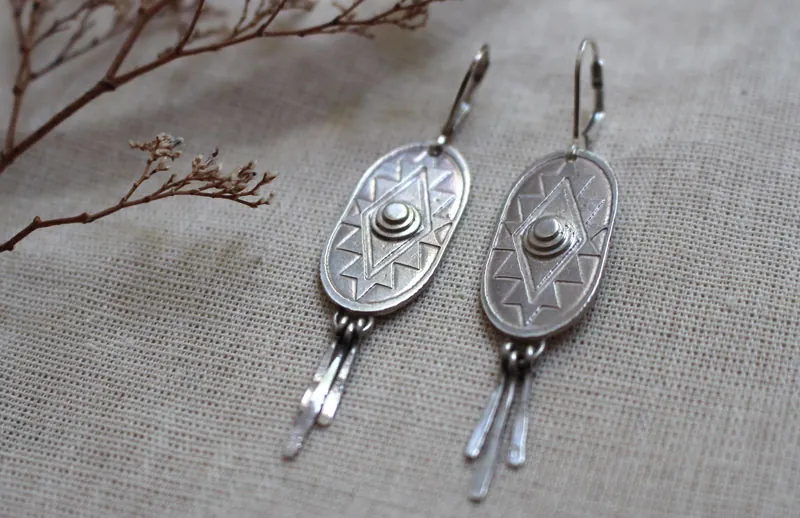 Citlalli, aretes cruz prehispánica en plata