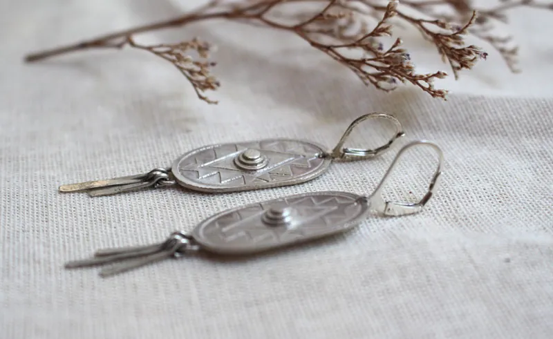 Citlalli, aretes cruz prehispánica en plata
