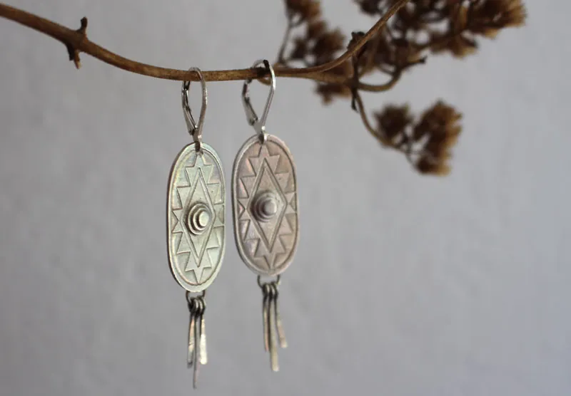 Citlalli, aretes cruz prehispánica en plata