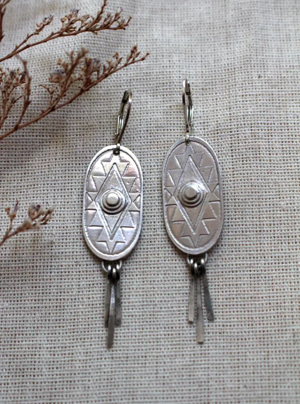 Citlalli, aretes cruz prehispánica en plata