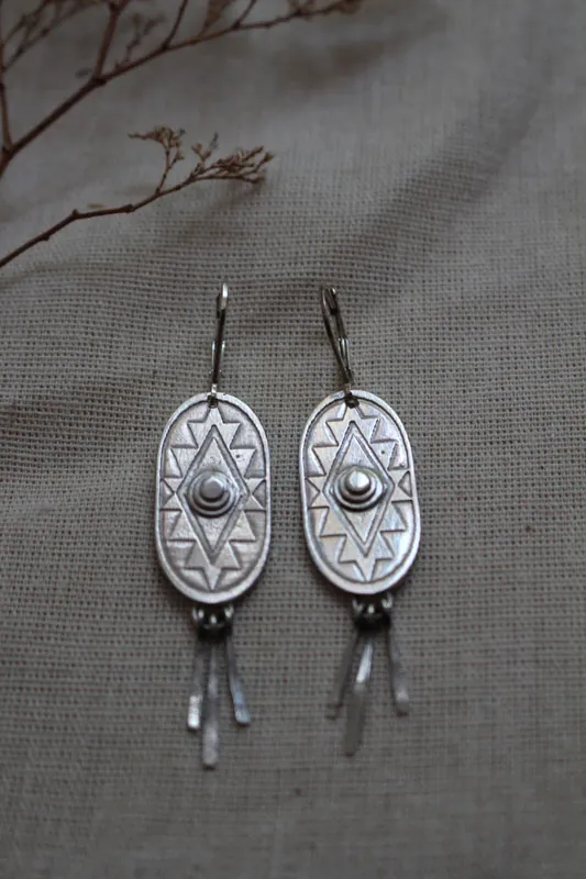 Citlalli, aretes cruz prehispánica en plata