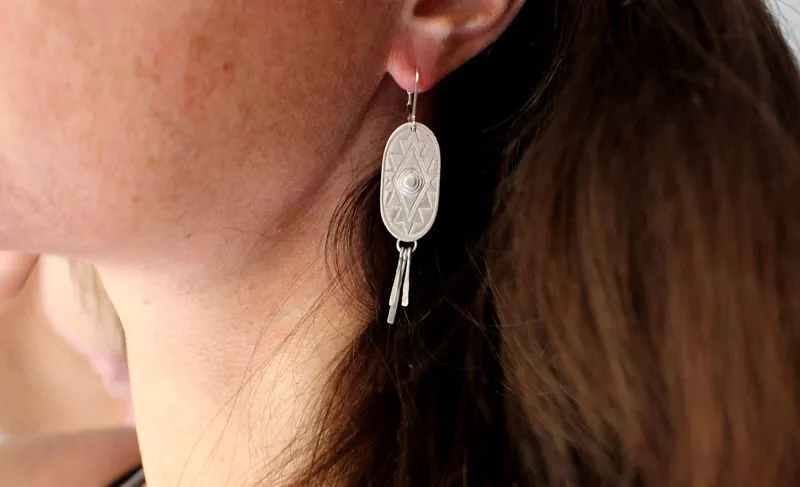 Citlalli, aretes cruz prehispánica en plata