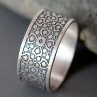 Clave de bóveda, anillo gótico medieval en plata