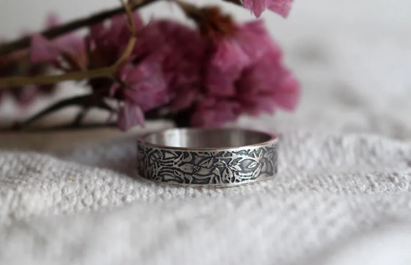 Colombina, anillo flor en plata
