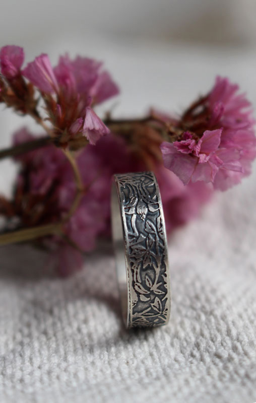 Colombina, anillo flor en plata