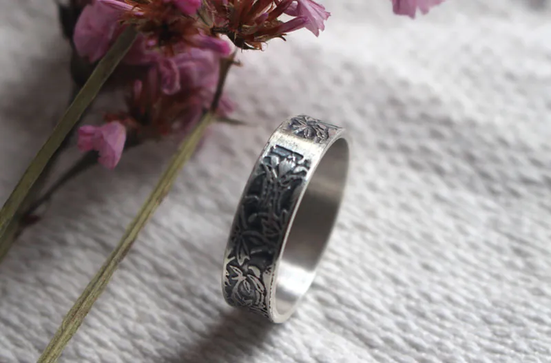 Colombina, anillo flor en plata