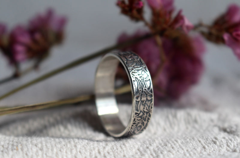 Colombina, anillo flor en plata