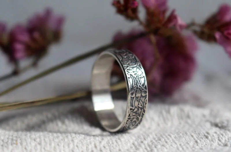 Colombina, anillo flor en plata