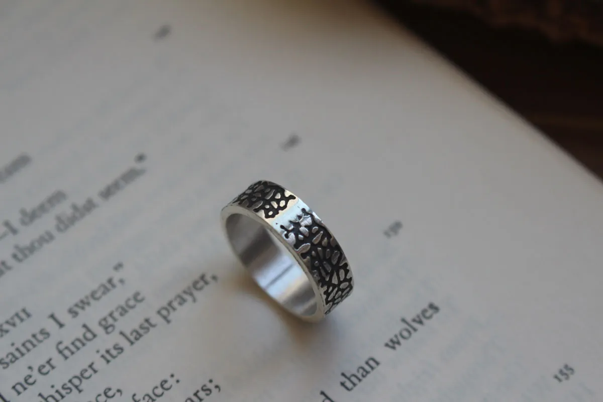 Craquelado, anillo flujo de lava en plata