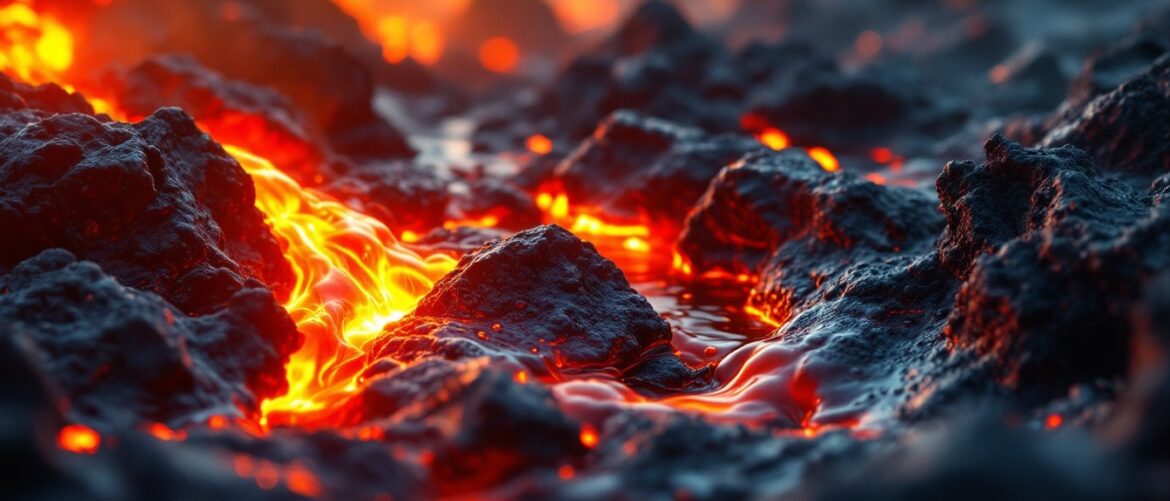 Craquelado, anillo flujo de lava en plata