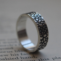 Craquelado, anillo flujo de lava en plata