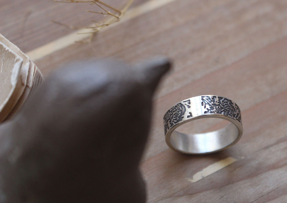 Crisantemo, anillo flor del sol en plata