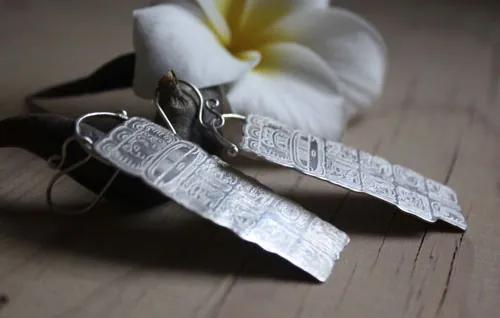 Cuenta larga maya, aretes del calendario maya en plata