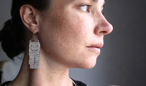 Cuenta larga maya, aretes del calendario maya en plata