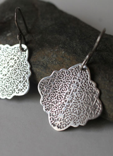 Cybele, Greek arabesque earrings in sterling silver