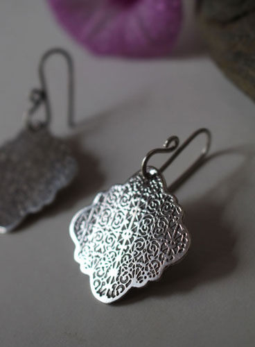 Cybele, Greek arabesque earrings in sterling silver