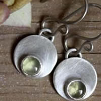 round sterling silver earrings with birthstone
