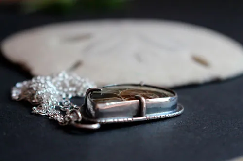 Desde el fondo del océano, collar exploración submarina en plata y amonita