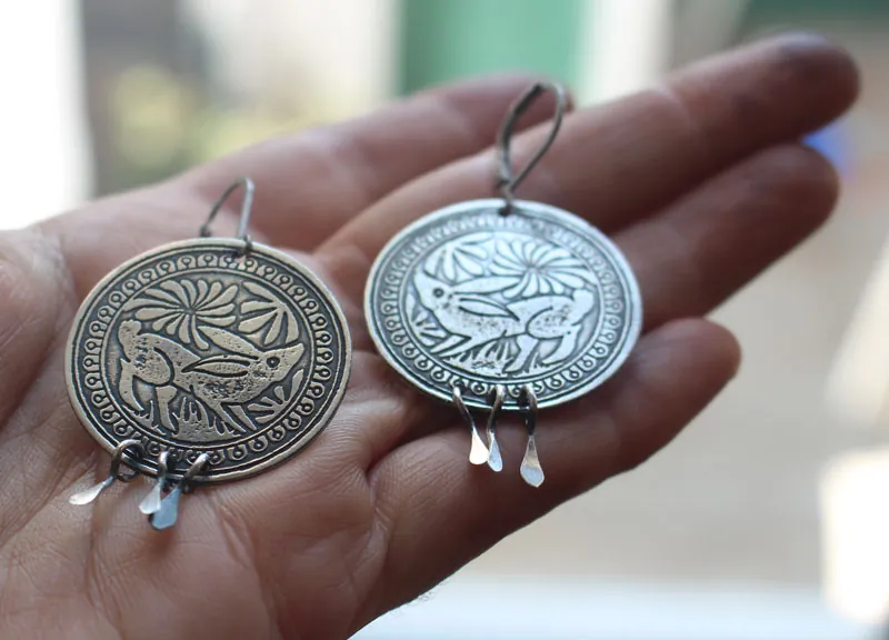 Diag, aretes conejo mexicano en plata