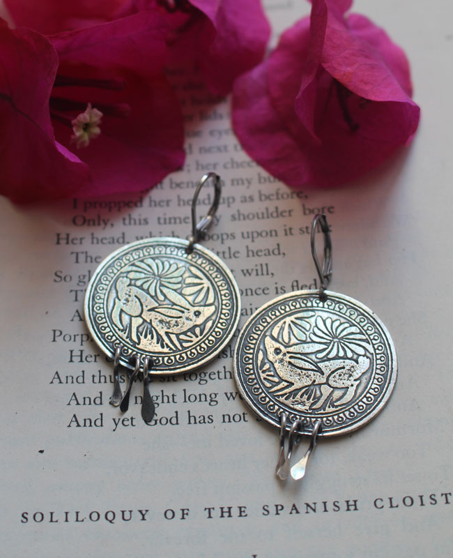 Diag, mexican rabbit earrings in sterling silver