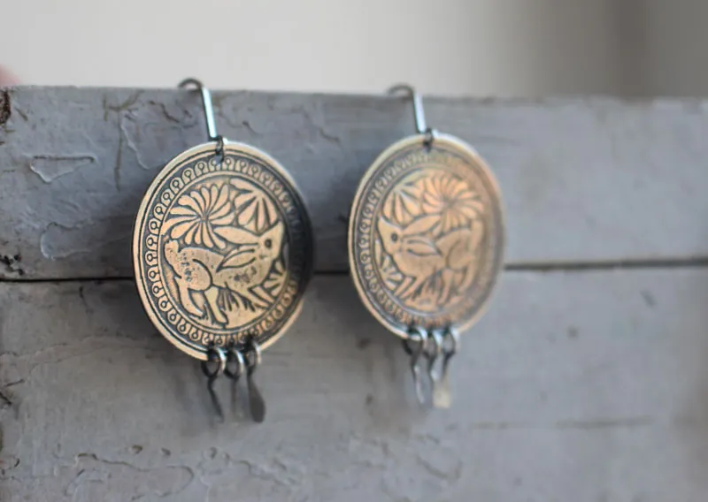 Diag, aretes conejo mexicano en plata