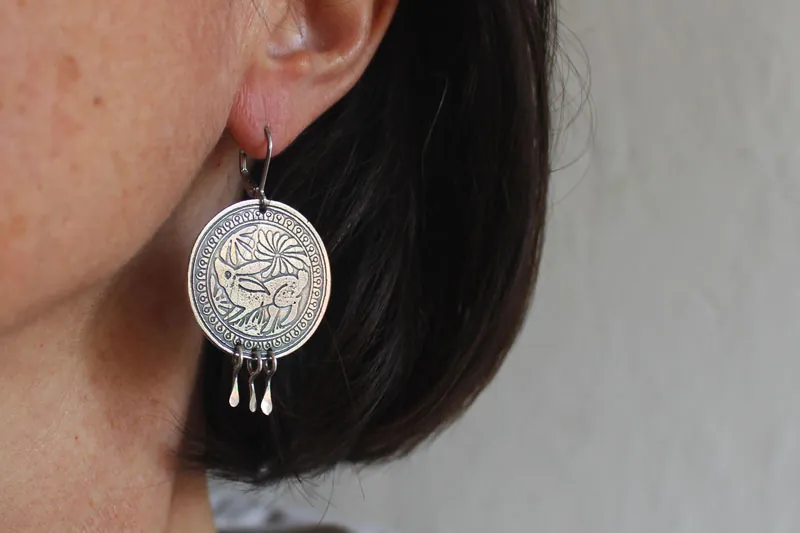 Diag, aretes conejo mexicano en plata