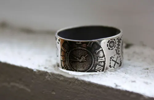 Docteur Jekyll, anillo engranajes y relojería steampunk en plata