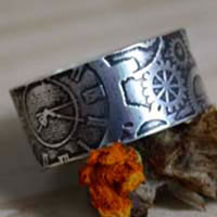 Doctor Jekyll, steampunk watch gear ring in sterling silver