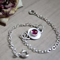 round sterling silver bracelet with birthstone