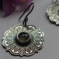 El aire, aretes mandala aéreo en plata y labradorita