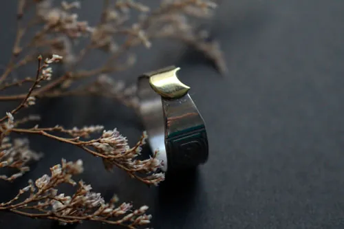 El anillo de la druidesa, anillo lunar celta en plata y latón