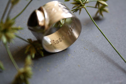 El anillo del druida, anillo celta en plata, latón y granate