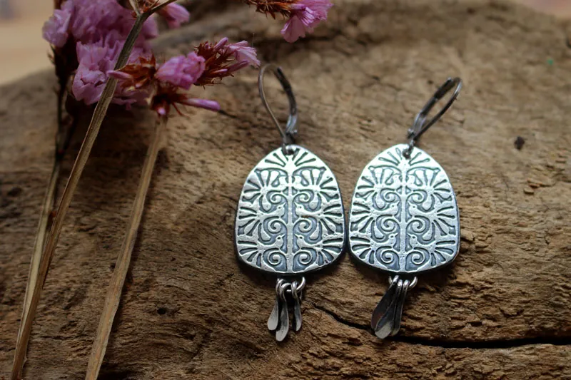 El árbol de la vida, aretes árbol y pájaros en plata