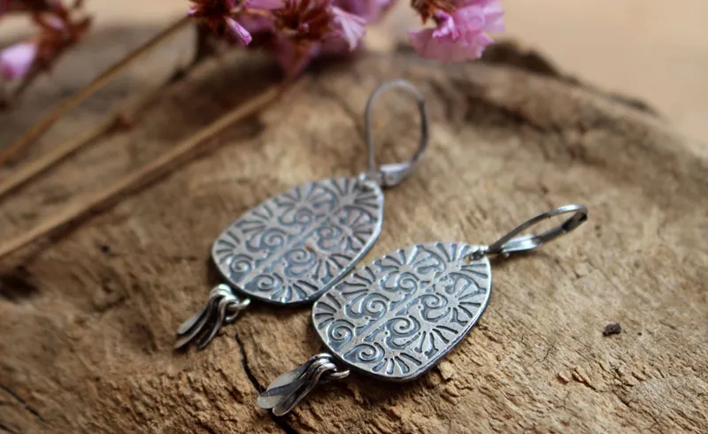 El árbol de la vida, aretes árbol y pájaros en plata