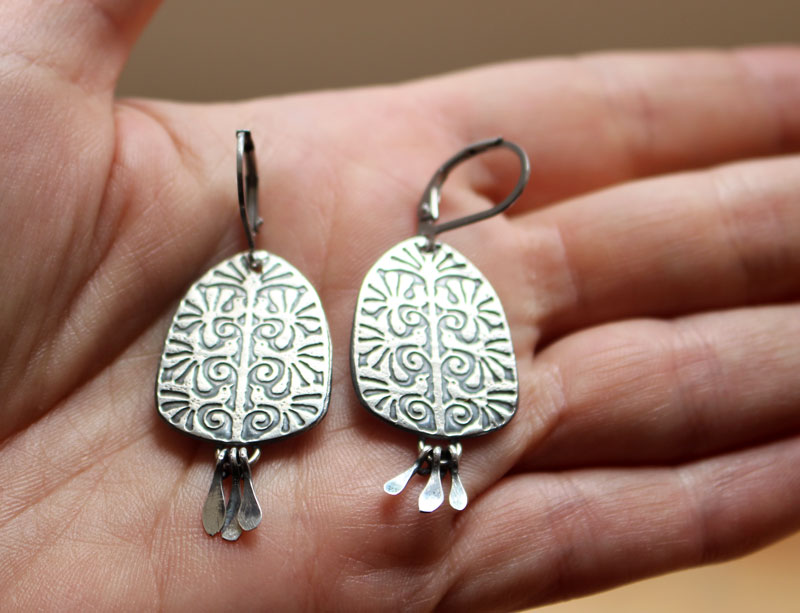 El árbol de la vida, aretes árbol y pájaros en plata