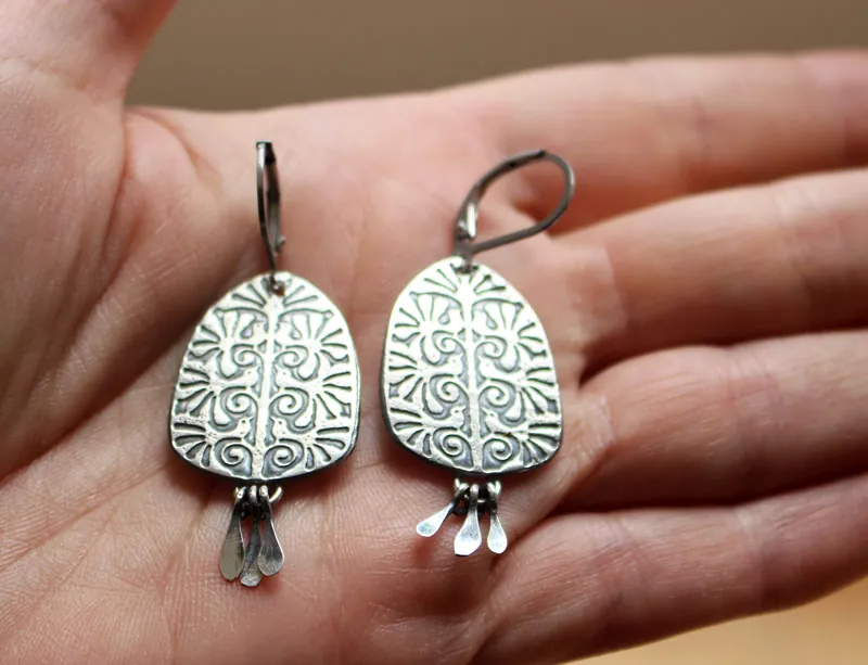 El árbol de la vida, aretes árbol y pájaros en plata