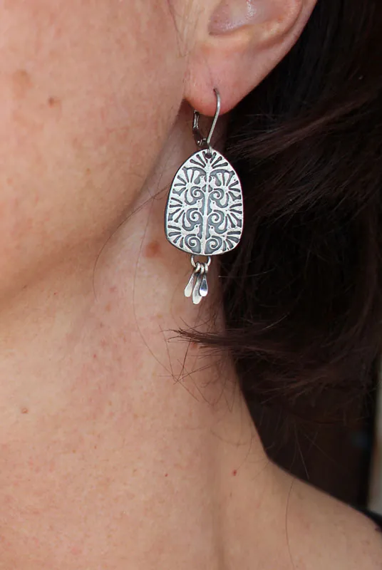 El árbol de la vida, aretes árbol y pájaros en plata
