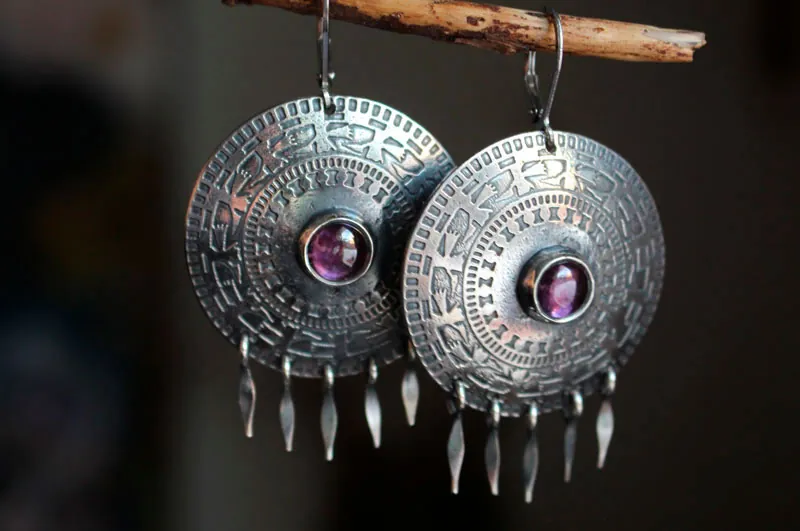 El camino de los Andes, aretes aves místicas en plata y alejandrita