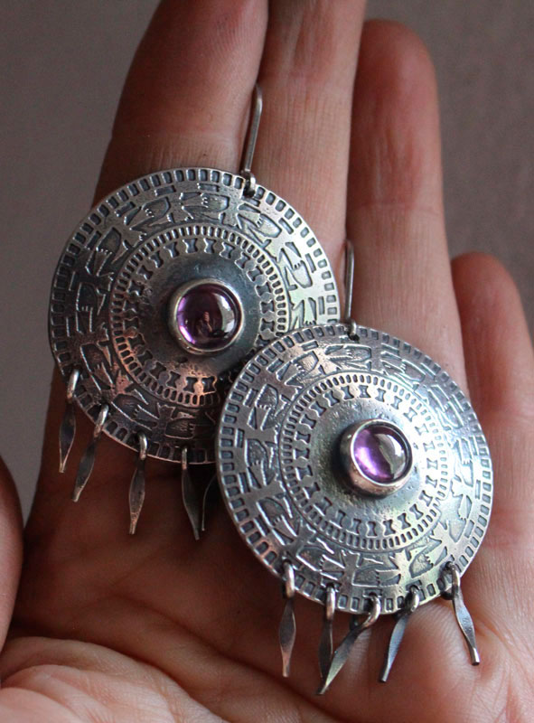 El camino de los Andes, aretes aves místicas en plata y alejandrita