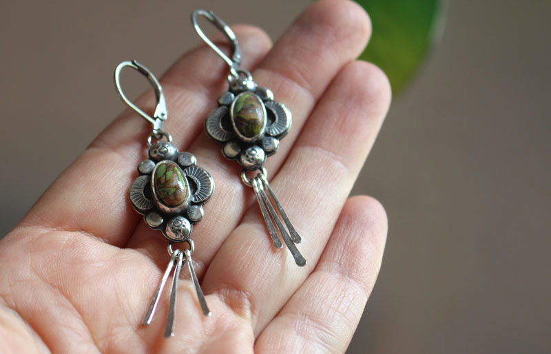 El canto de las luciérnagas-turquesa, aretes luz nocturna en plata y turquesa