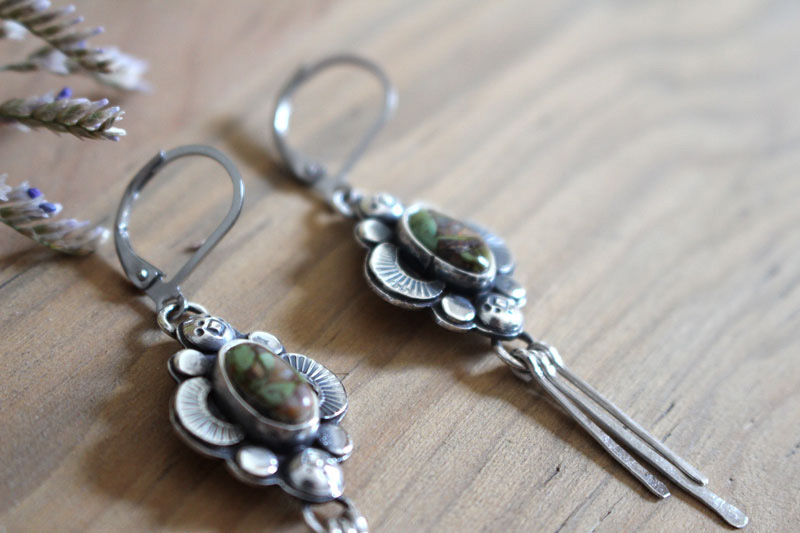 El canto de las luciérnagas-turquesa, aretes luz nocturna en plata y turquesa