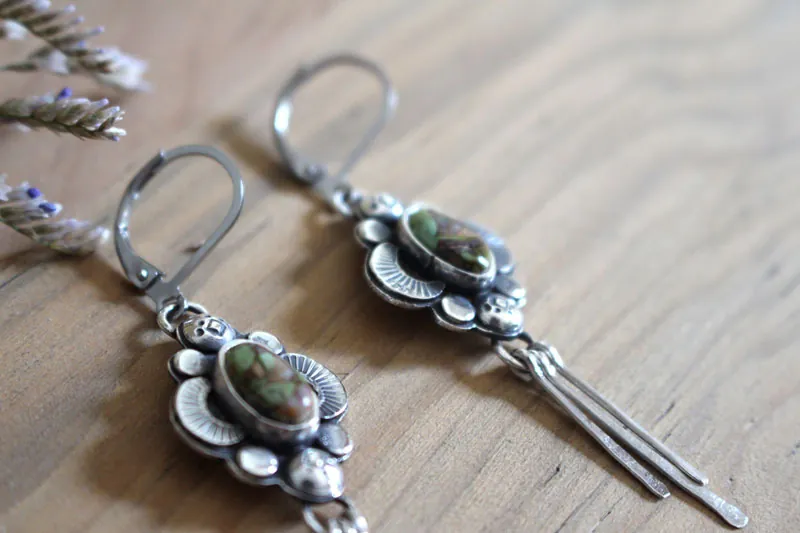 El canto de las luciérnagas-turquesa, aretes luz nocturna en plata y turquesa